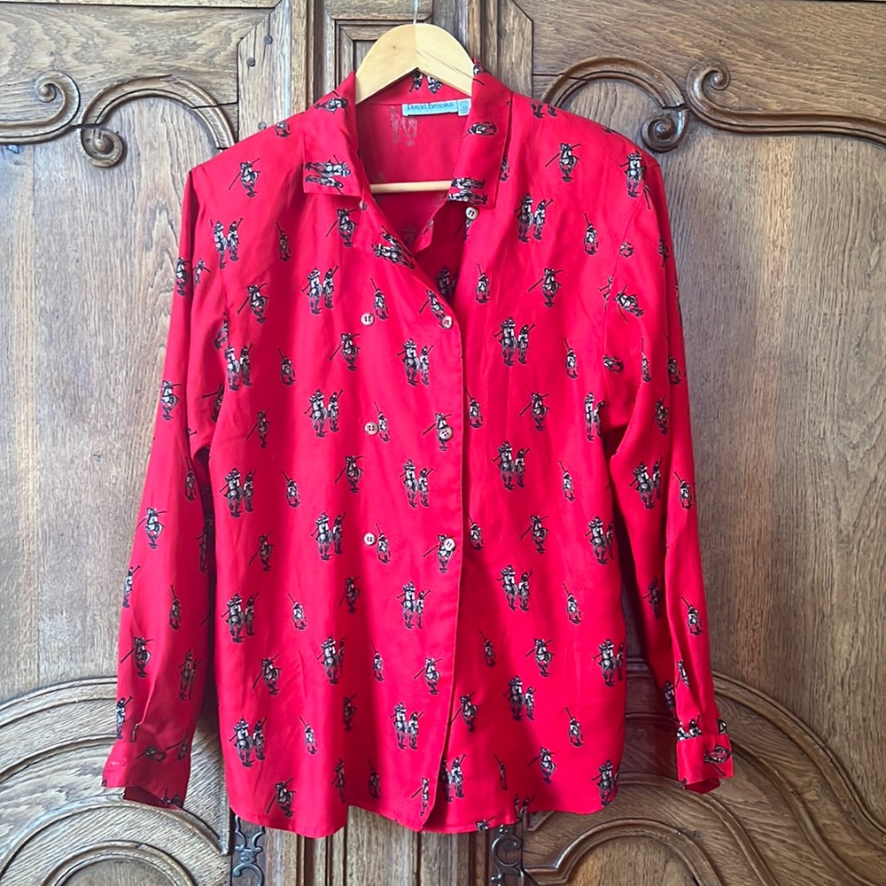 Vintage David Brooks Red Polo Blouse